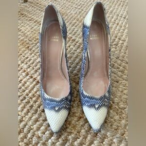 Stuart Weitzman SNAKESKIN PYTHON PRINT HEELS SIZE 9